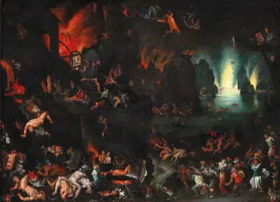 En scen från helvetet av Jan Brueghel The Elder
