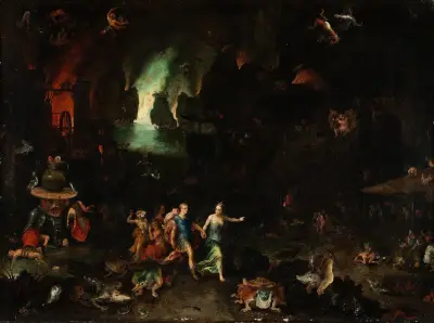 Aeneas och den kumaeiska sibyllan i underjorden av Jan Brueghel The Elder