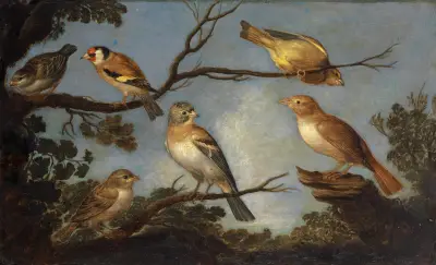 Birds on the Branches of a Tree av Jan Van Kessel The Elder