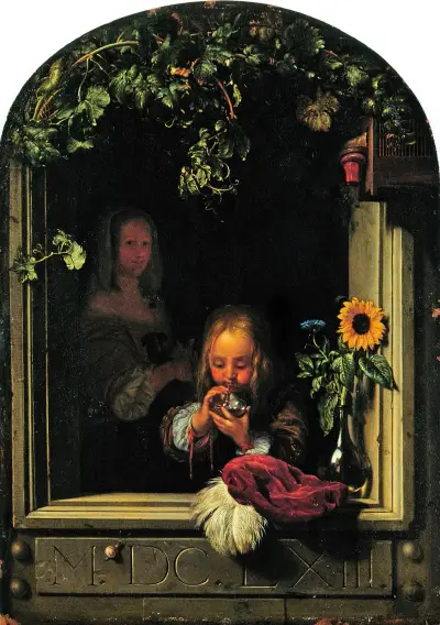 Boy Blowing Bubbles av Frans van Mieris the Elder