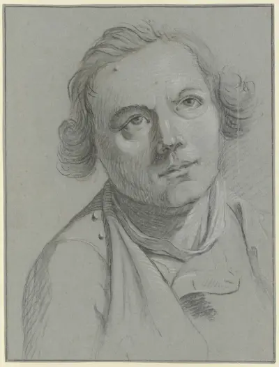 Brustbild eines bartlosen Mannes av Christian Georg Schütz the elder