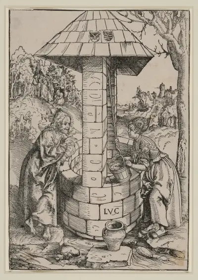 Christ and the woman of Samaria. av Lucas Cranach the Elder