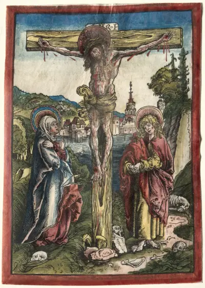 Christ on the Cross between the Virgin and Saint John av Lucas Cranach the Elder