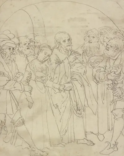 Christus und die Ehebrecherin av Lucas Cranach the Elder
