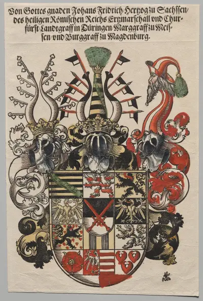 Coat of Arms of John Frederic, Elector of Saxony, called the Magnanimous av Lucas Cranach the Elder