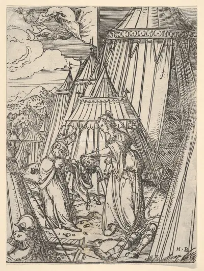 Judith and Her Maid Putting the Head of Holofernes into a Bag von Hans Burgkmair The Elder