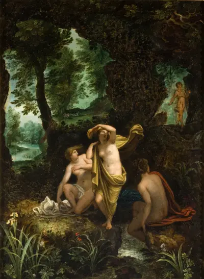 Landskap med Diana och Aktaion av Jan Brueghel The Elder