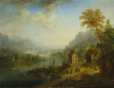 Landskap med flod av Christian Georg Schütz the elder