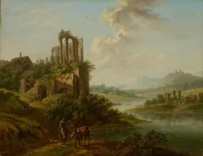 Landscape with Temple Ruin av Christian Georg Schütz the elder
