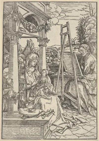 Sankt Lukas målar jungfrun av Hans Burgkmair The Elder