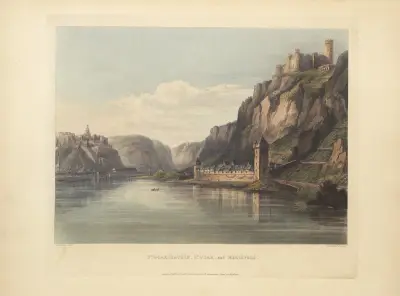 St. Goarshausen, St. Goar och Rheinfels av Christian Georg Schütz the elder