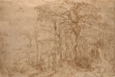 Sylvan Landscape with Five Bears av Pieter Bruegel The Elder