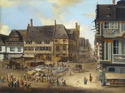 The Liebfrauenberg in Frankfurt av Christian Georg Schütz the elder