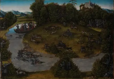The Stag Hunt of the Elector Frederic the Wise (1463-1525) of Saxony av Lucas Cranach the Elder