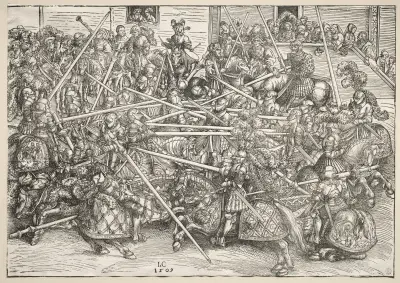 The Tournament with lances av Lucas Cranach the Elder