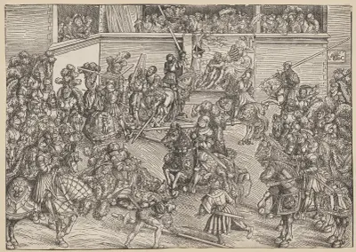 The Tournament with Sampson and the Lion av Lucas Cranach the Elder