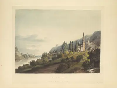 Staden Bingen av Christian Georg Schütz the elder