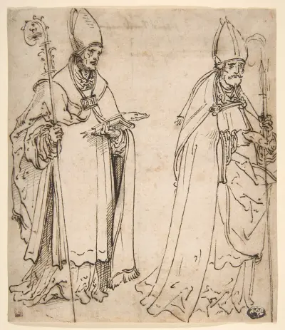 Två studier för Sankt Ulrich av Augsburg av Hans Burgkmair The Elder