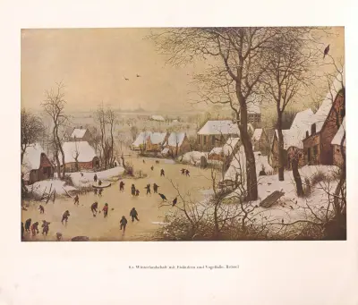 Winterlandschaft mit Eisläufern und Vogelfalle av Pieter Bruegel The Elder