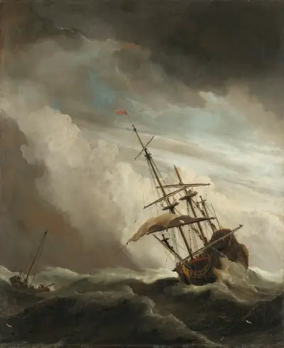 A Ship on the High Seas Caught by a Squall, Known as ‘The Gust’ av Willem van de Velde the Younger