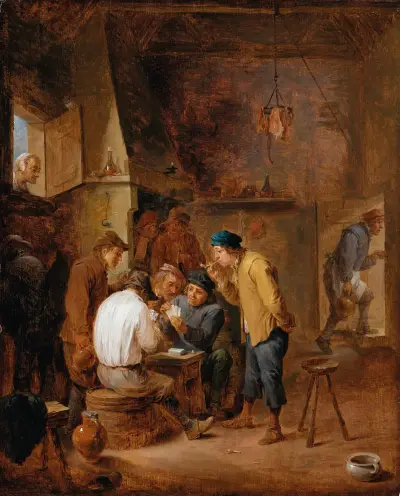 Kroginteriör med kortspelande bönder av David Teniers The Younger