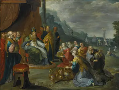 Aaron Receiving Gold From The Israelites av Frans Francken the Younger
