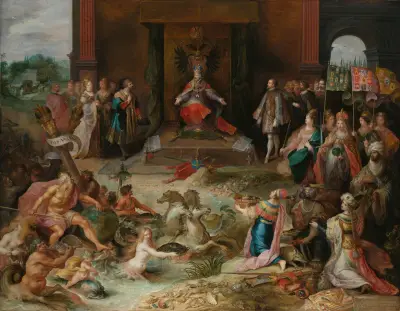 Allegory on the Abdication of Emperor Charles V in Brussels av Frans Francken the Younger