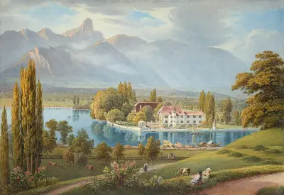 Pohled na Schadau s ústím Aare u Thunu, Gabriel Lory the Younger