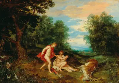 Apollo comforting Cyparissus av Jan Brueghel the Younger