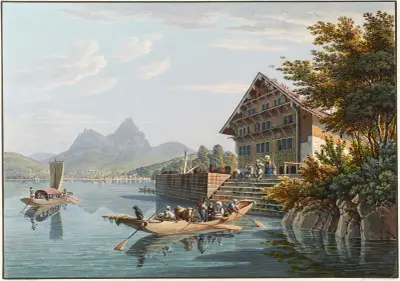 Värdshuset Treib, mellan Beckenried och Brunnen, vid Vierwaldstättersjön av Gabriel Lory the Younger