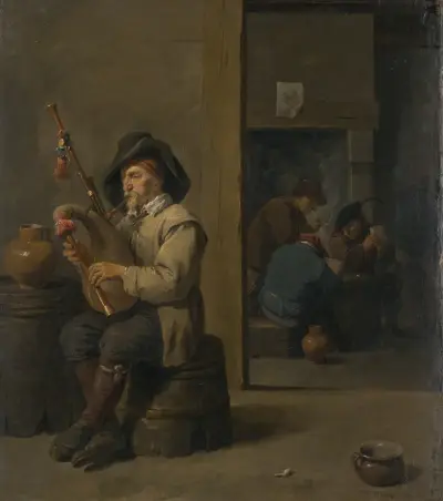 Säckpipeblåsare på värdshus av David Teniers The Younger
