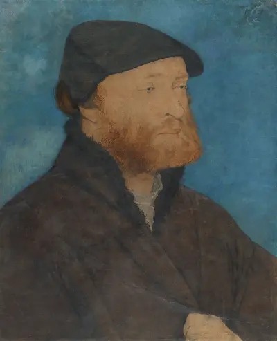 Bildnis eines Mannes mit schwarzem Barett av Hans Holbein The Younger