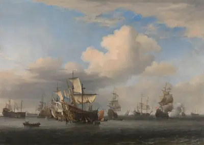Captured English Ships after the Four Days’ Battle av Willem van de Velde the Younger