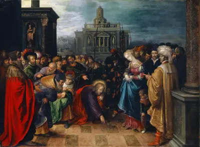 Christ And The Woman Taken In Adultery av Frans Francken the Younger