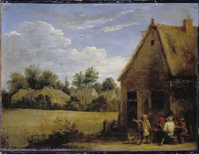 Cottage with Peasants playing Cards av David Teniers The Younger
