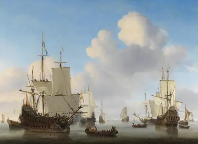 Dutch Ships in a Calm Sea av Willem van de Velde the Younger