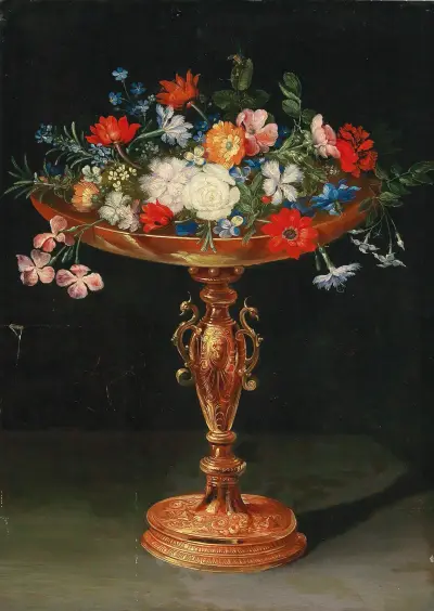Flowers in a gilded tazza av Jan Brueghel the Younger