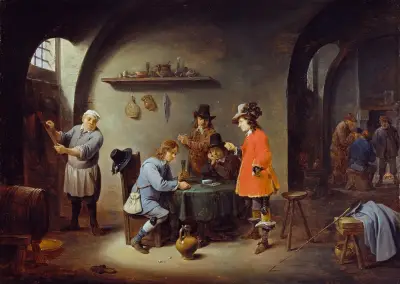 Spelscen på värdshus av David Teniers The Younger