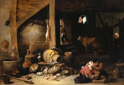 In the Stable av David Teniers The Younger