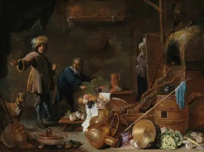 Kitchen Interior, 1643 av David Teniers The Younger
