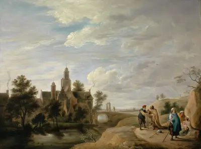 Landscape with Staffage Figures av David Teniers The Younger