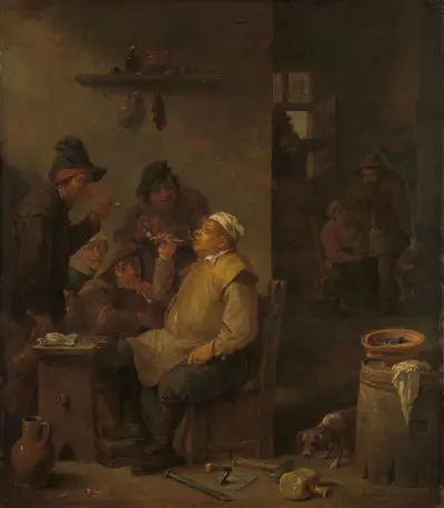 Mason Smoking with Companions in a Tavern av David Teniers The Younger