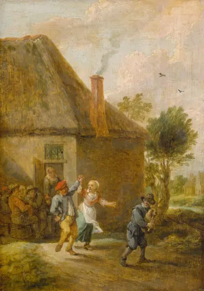 Bönder som dansar framför en krog av David Teniers The Younger