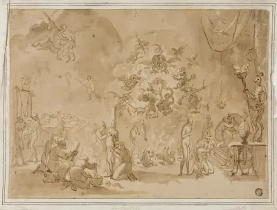 Szene mit Hexenkunst und Teufelsanbetung von David Teniers The Younger