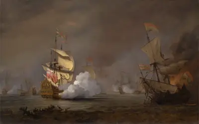 Sjöslag under de engelsk-nederländska krigen av Willem van de Velde the Younger