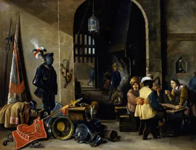 Soldater som spelar tärning av David Teniers The Younger