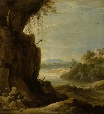 Sydligt landskap med eremiten Antonius av David Teniers The Younger