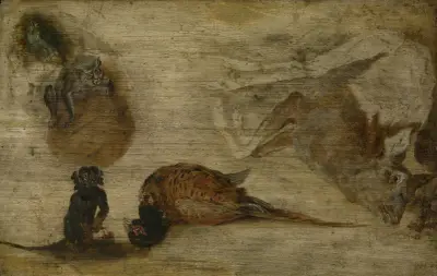 Study of monkeys, a deer and other animals av Jan Brueghel the Younger