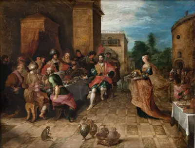 The Banquet of Herod. Salome Presents the Head of John the Baptist av Frans Francken the Younger
