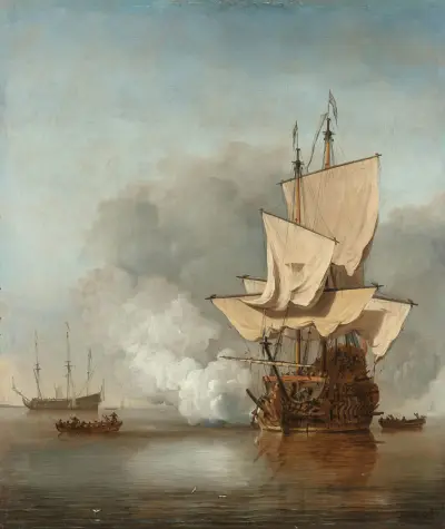 The Cannon Shot av Willem van de Velde the Younger